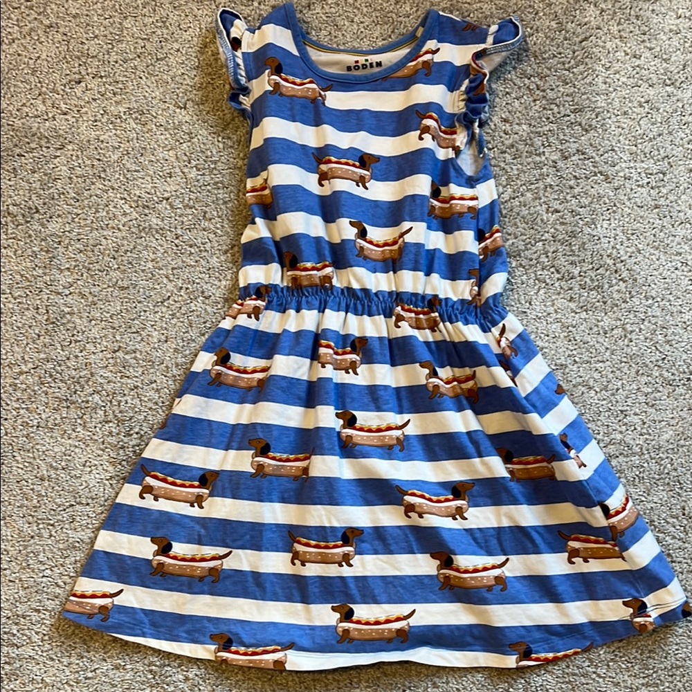 Boden Blue and White Flutter Sleeve Sundress